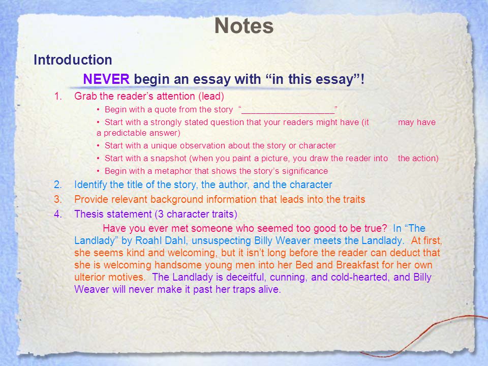 Starting an expository essay